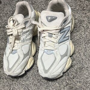 New Balance Cream and Gray Athletic Shoes